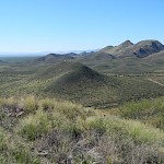View south from the peak of Mexican Hat hill to Little Hat Hill and Gleeson District